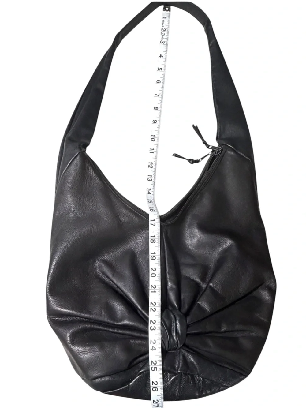 Vintage La Borsa Italian Leather Knotted Hobo Black Soft Slouchy Shoulder Bag